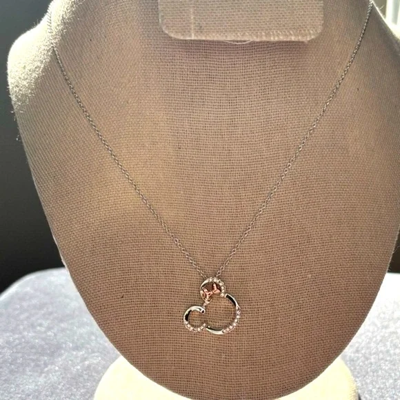 Disney Minnie Mouse Heart Pendant Necklace silver, and rose gold - Picture 5 of 7